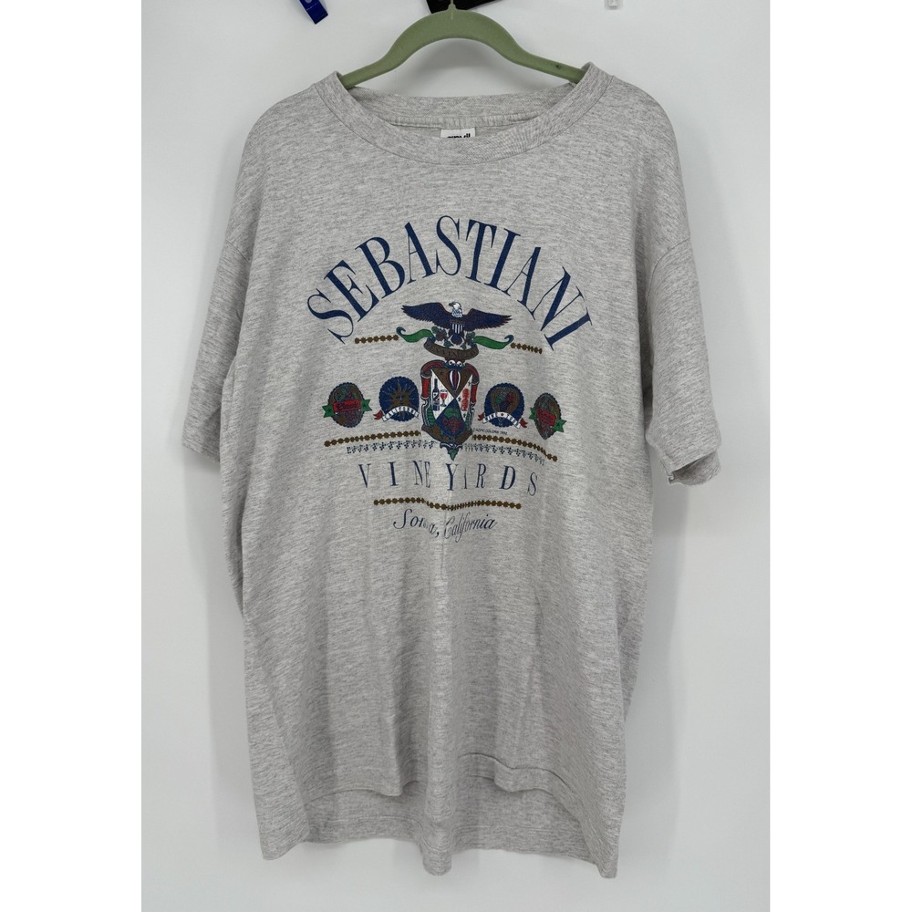 Vintage 90s Winery Graphic Tee Sebastiani Vineyards Sonoma California XL